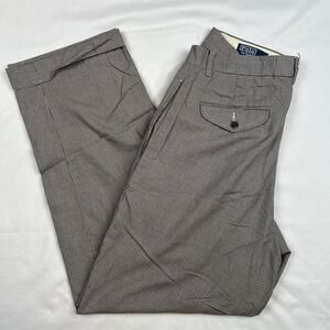 VTG Polo Ralph Lauren 31x29 Plaid Houndstooth Pleated Black White Trousers Pants